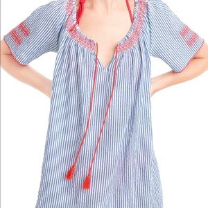 J.Crew Embroidered Tie Front Tunic